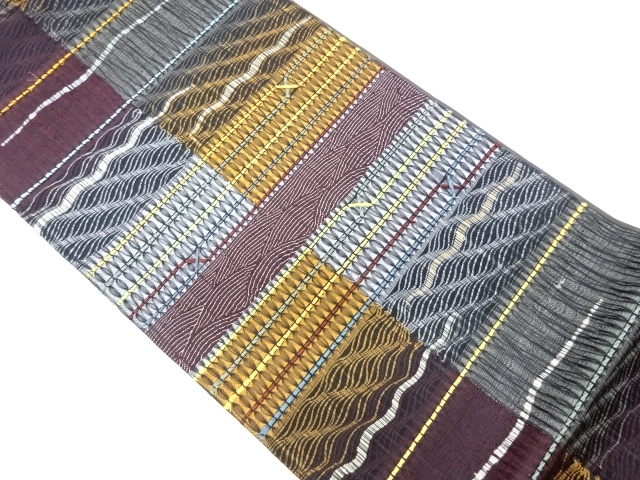 JAPANESE FUKURO OBI / WOVEN ABSTRACT STRIPE
